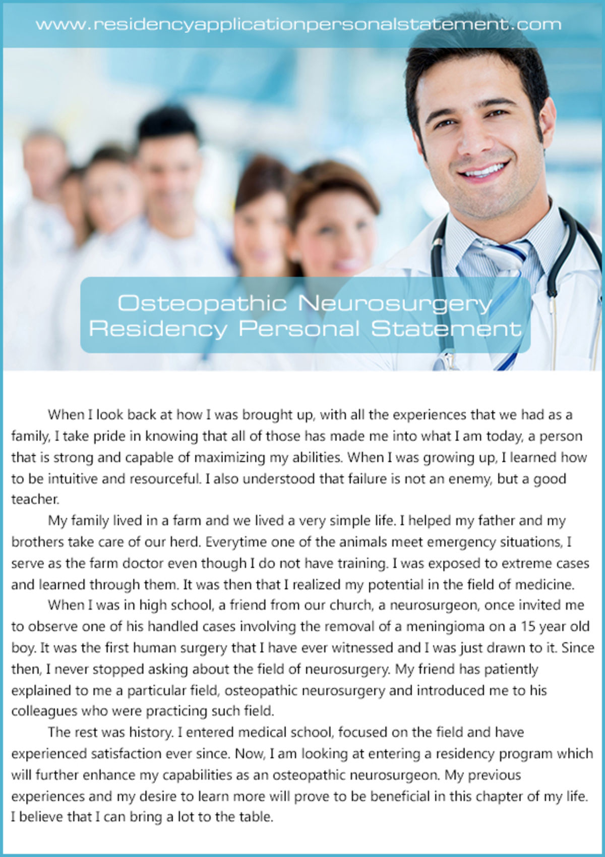 personal statement residency example neurosurgery