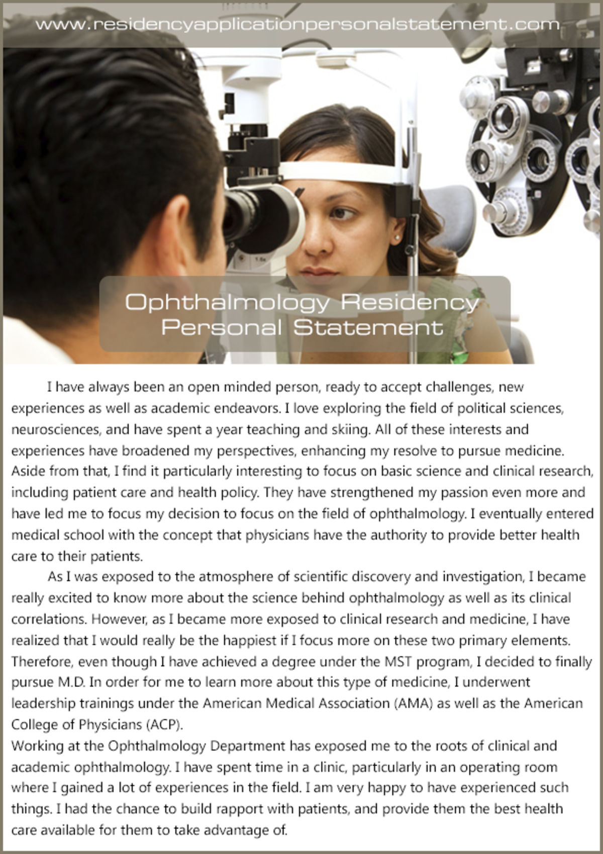ophthalmology residency personal statement