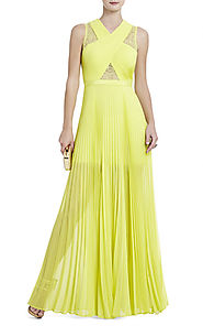 Cheap Caia Yellow BCBG V-Neck Chiffon Pleated Long Bodice Evening Gown [2014 BCBG Long 0065 Yellow] - $180.00 : BCBG ...