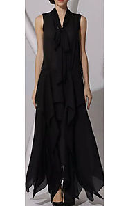 2015 Layered Runway V-Neck BCBG Black Long Chiffon Silk Prom Dress [2015 BCBG 0012 Black] - $183.00 : BCBG Dresses On...