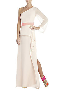 2014 One-Shoulder BCBG Pink Runway Madina Draped Long Evening Dress [2014 BCBG Long 0024 Pink] - $172.00 : BCBG Dress...