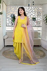 Buy Online In India | Yellow and Pink Patiala Set | Label Shaurya Sanadhya