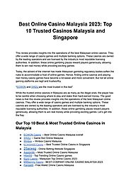 Review Of Top Listed Online Casino Malaysia Site 2023