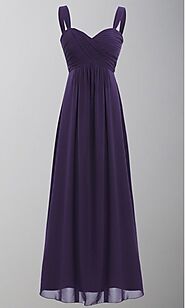 Dark Purple Long Bridesmaid Dresses with Tank Straps KSP56