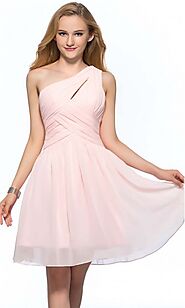 Pink Keyhole One Shoulder Short Bridesmaid Dress UK KSP388