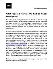 What Factors Determine the Cost of Private Investigation?