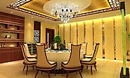 Chinese Dining Room Decor With Crystal Chandelier Lighting