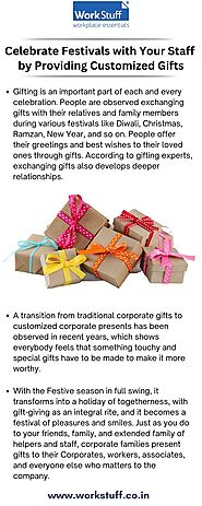 Celebrate Festivals with Your Staff By Providing Customized Gifts