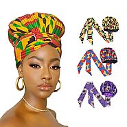 African Print Pattern Satin Bonnet Head wrap totinahclothing