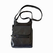 Genuine Leather Slim Briefcase, Crossbody Laptop Bag in Black by Home Gift Warehouse | HomeGiftWarehouse