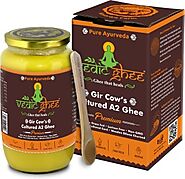 Vedic Ghee Kesariya Farm Gir Cow's Pure A2 Ghee (1ltr) Ghee 1000 ml Glass Bottle Price in India - Buy Vedic Ghee Kesa...