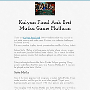 Kalyan Final Ank Best Matka Game Platform