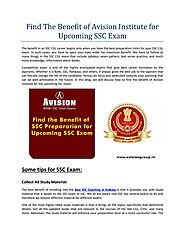 Find The Benefit of Avision Institute for Upcoming SSC Exam