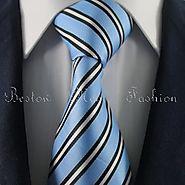 Buy Blue & Silver Striped Tie Set / Formal Business Tie Set Online Canada