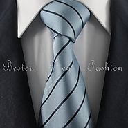 Cyan & Black Striped Tie Set / Formal Business Tie Set