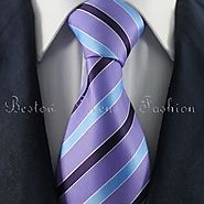 Orchid-Blue & Black Striped Tie Set / Formal Business Tie Set