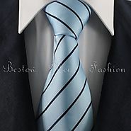 Turquoise & Black Striped Tie Set / Formal Business Tie Set
