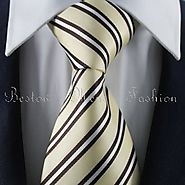 Buy Light Gold-White Striped Tie Set / Formal Business Tie Set Online Canada