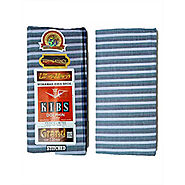 Grey Blue Stitched Lungies with White Stripes pure cotton 40x40 soft comfortable stylish - Lungi Raja | Buy Lungi Onl...