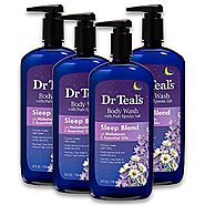 Dr Teal's Body Wash with Pure Epsom Salt, Sleep Blend with Melatonin, 24 fl oz (Pack of 4)