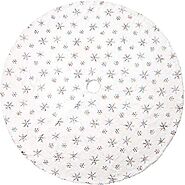 Floralcraft White Christmas Tree Skirt - 30 Inch, Faux Fur Gold Snowflake Xmas Tree Skirt Christmas Decor, Gold,white...