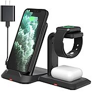 Wireless Charger Stand, GEEKERA 3 in 1 Wireless Charging Station for Apple Products Charger Station for iWatch 7/6/SE...