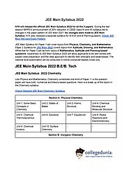 JEE Mains 2022 Syllabus pdf