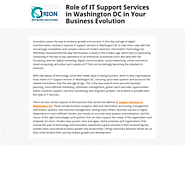Role of IT Support Services in Washington DC in Your Business Evolution