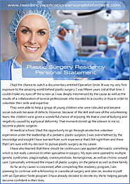 Plastic Surgery Residency Personal Statement