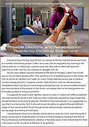 Physical Medicine and Rehabilitation Residency Personal Statement