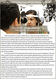 Ophthalmology Residency Personal Statement