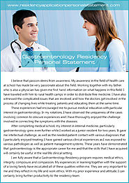 Gastroenterology Residency Personal Statement