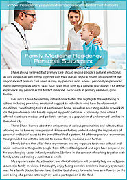 Family Medicine Residency Personal Statement