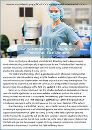 Anesthesiology Residency Personal Statement