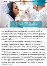 Dental Residency Personal Statement