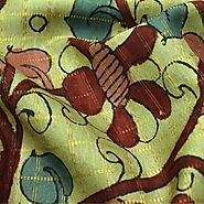 Pen Kalamkari Fabric | Pure Kalamkari Silk Fabric | Anya – anyaonline