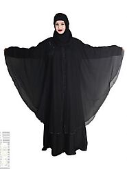 Buy Modest City Beautiful Designer Soft Abaya Black Art Silk_0653 Online