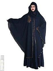 Buy Modest City Beautiful Designer Soft Abaya Blue Art Silk_0654 Online