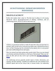 AC DUCT CLEANING - INFIWAY AIR CONDITION MAINTENANCE by infiway - Issuu