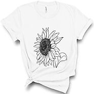 Sunflower t-shirt for women with simple graphic drawing