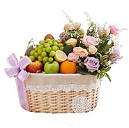 Beautiful Fruits And Flower Basket Online - Delivered Flowers