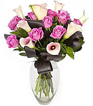 Pink Roses And Calla Lily Flower Vase Online | Delivered Flowers