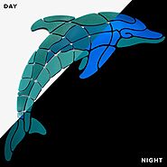 Playful Dolphin Glow in the Dark Pool Mosaic Large – ceramicmosaicart.com