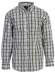 Gioberti Men's Long Sleeve Plaid Button Down Shirt, Black / White Chec – GIOBERTI