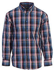 Gioberti Men's Long Sleeve Plaid Button Down Shirt, Blue / Red – GIOBERTI