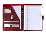 Marsala Leather Travel Portfolio Distressed Red