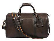 Taranto Leather Travel Duffel Bag Umber