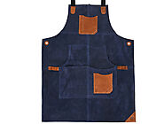 AArucas Suede Chef Apron Navy Blue