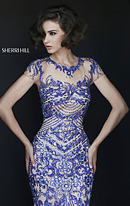 Beaded Appliques 2016 High-Neck Sherri Hill 1939 Royal Bodice Long Prom Dresses [Sherri Hill 1939 Royal] - $388.00 : ...