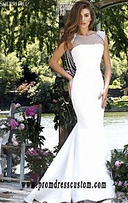 Beaded Sherri Hill 50072 Sheer 2016 Ivory/Nude Bateau-Neck Mermaid Gown [Sherri Hill 50072 Ivory/Nude] - $238.00 : 20...